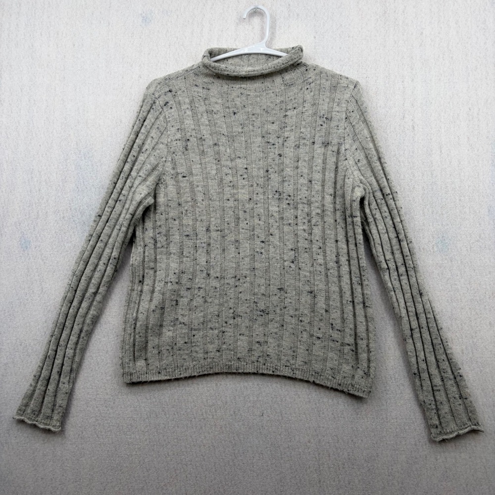 Madewell Womens Gray Ribbed Speckled Wool Blend Turtleneck Sweater Small
